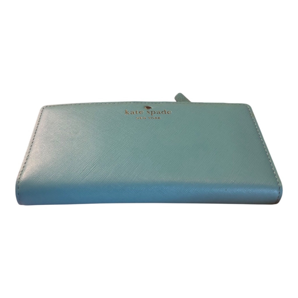 Kate Spade Mikas Pond Robinsegg Crosshatch Leather Wallet NWT